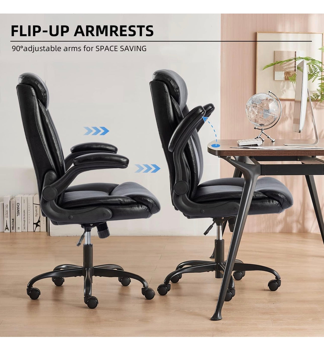 Executive Office Chair Swivel Work Chair Computer Desk Chair with Flip-up Armres
