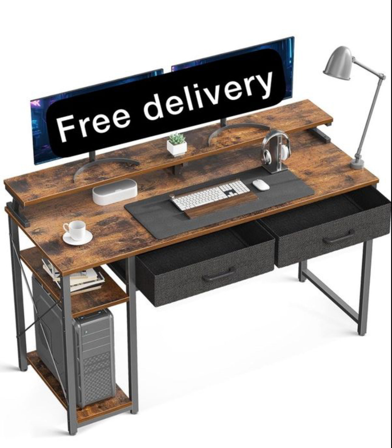 Computer Desk with Drawers 120 x 48 cm
