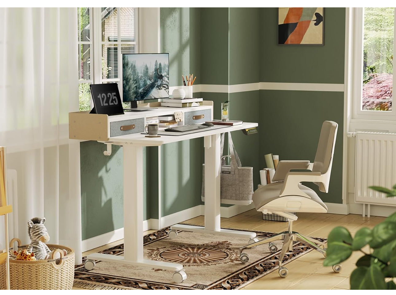 Electric Standing Desk with Drawers