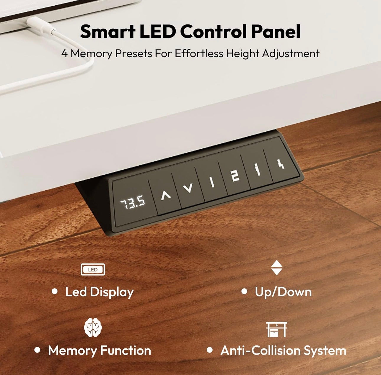 Electric Standing Desk ONE PIECE 110 * 54 Height Adjustable Desk With Memory Smart Panel