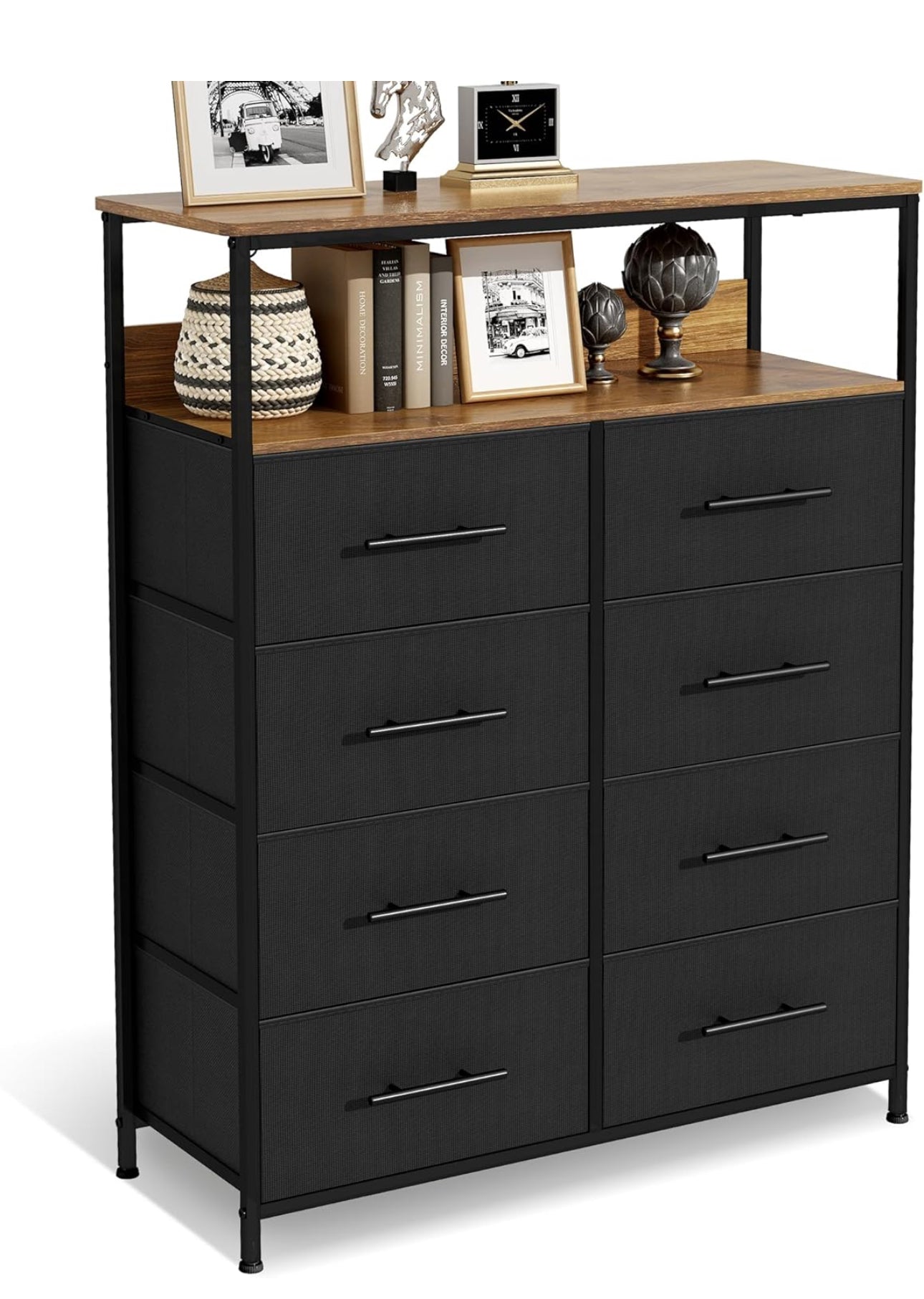 Chest of Drawers, Dresser for Bedroom with 8 Fabric Drawers