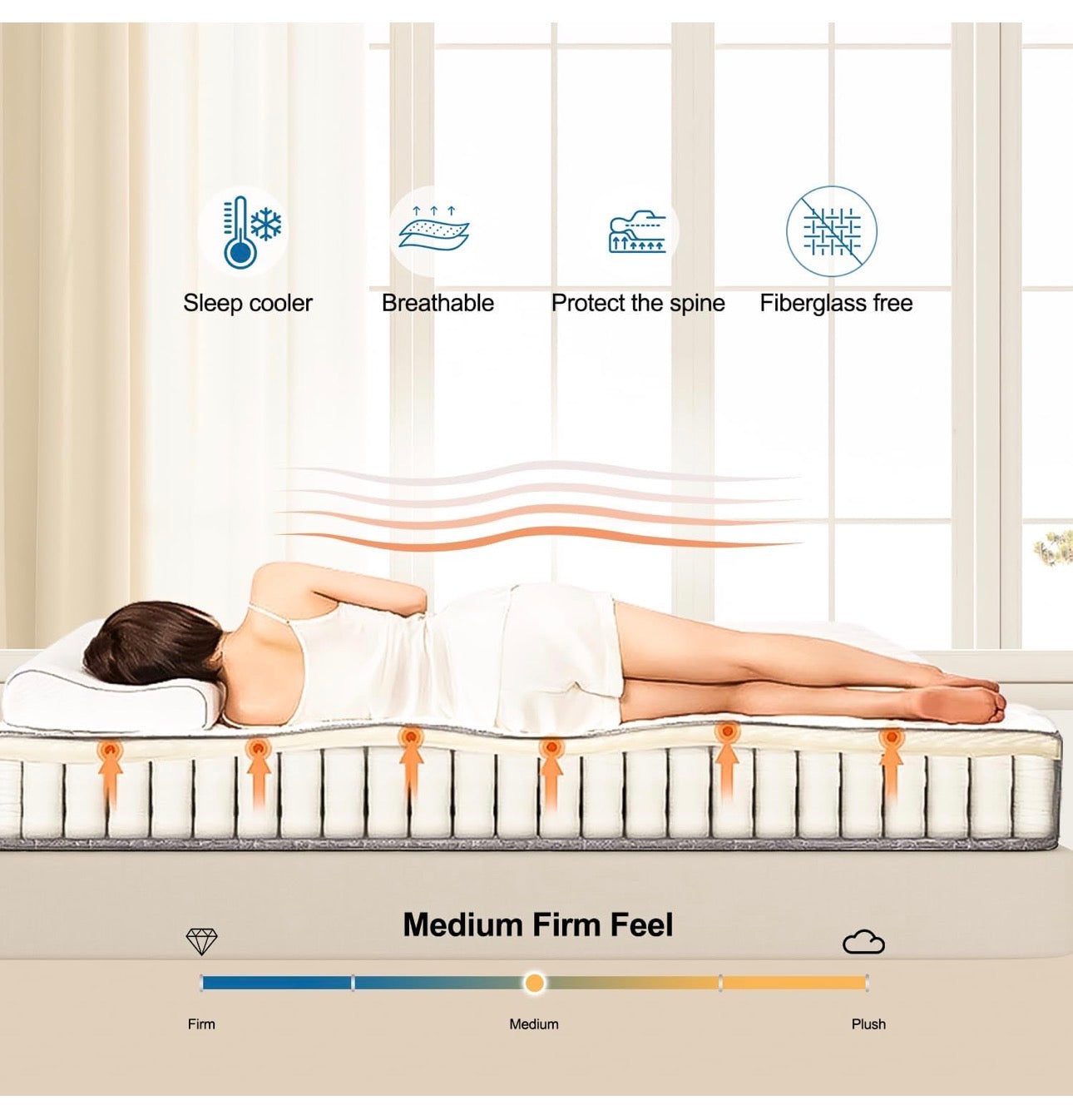 King Mattress, 31cm Hybrid Mattresses King Size 5FT, Memory Foam & Individually Pocket Spring for Pain Relief
