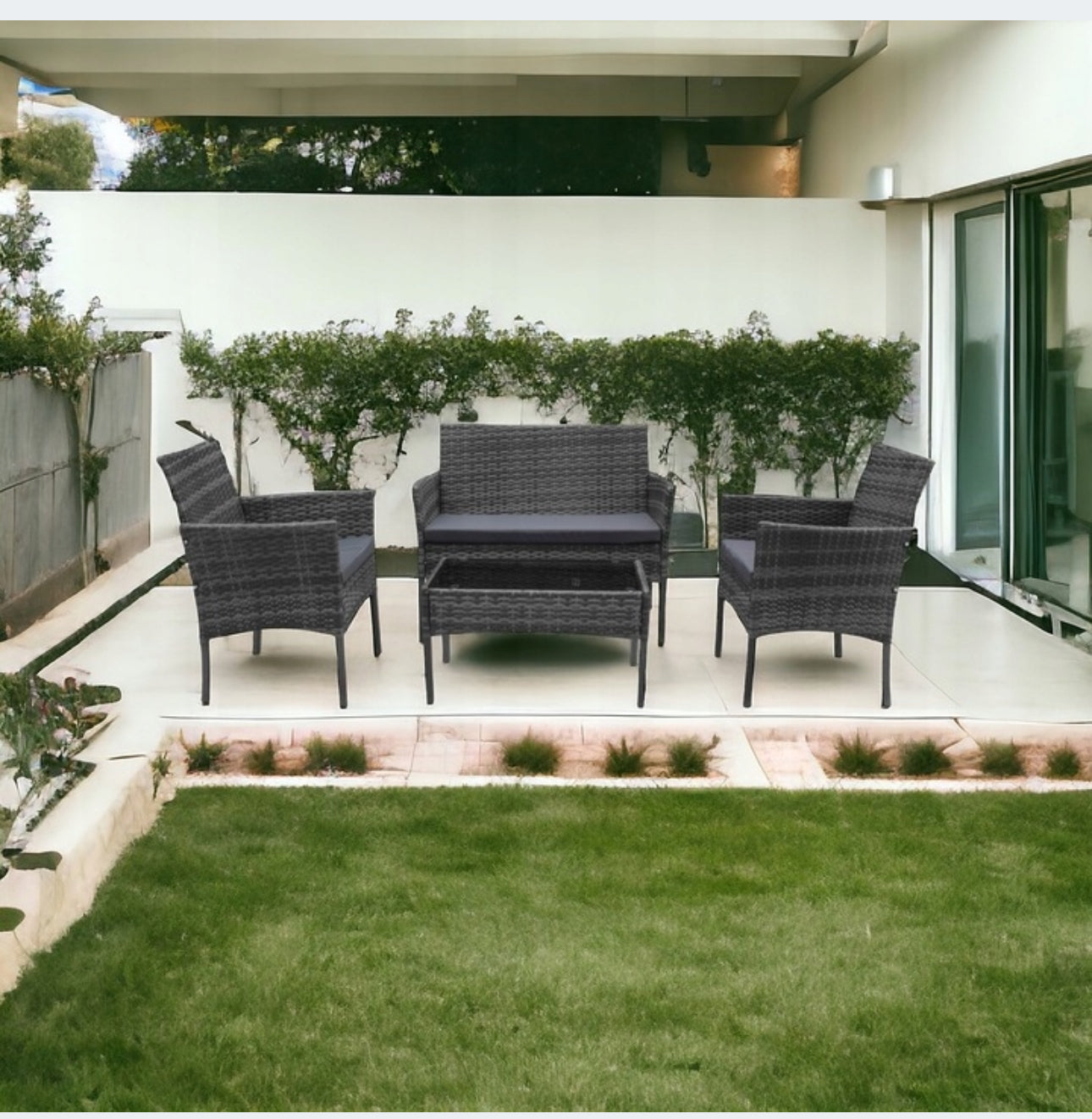 GARDEN FURNITURE SET TECHNO RATTAN GRAY