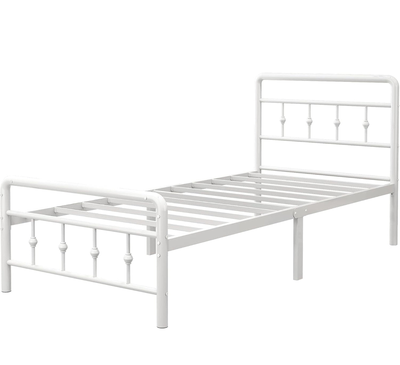 Single Bed Frame 3ft with Headboard and Footboard, Single Metal