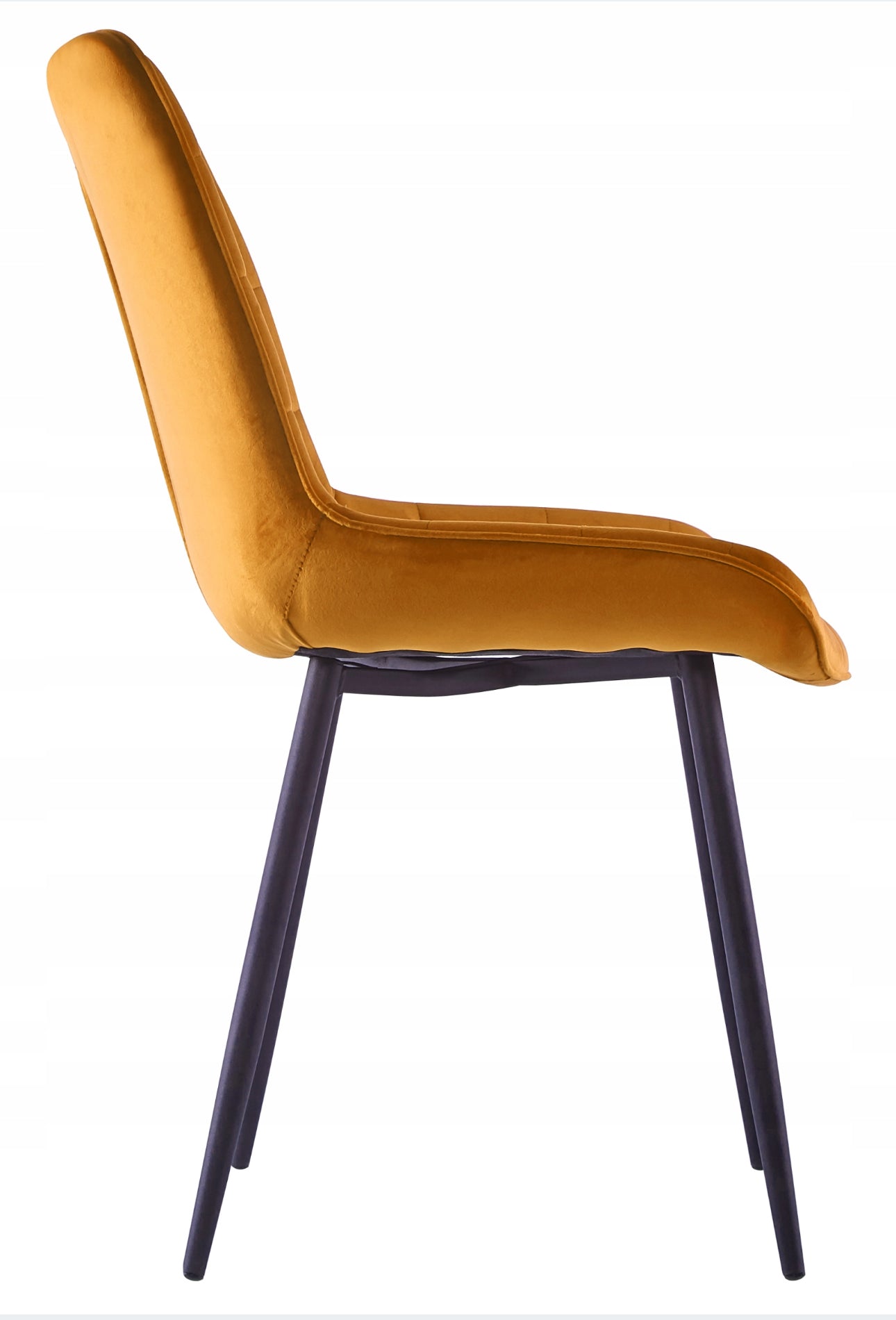 Set Of 4 Velvet Mustard Upholstered Chairs