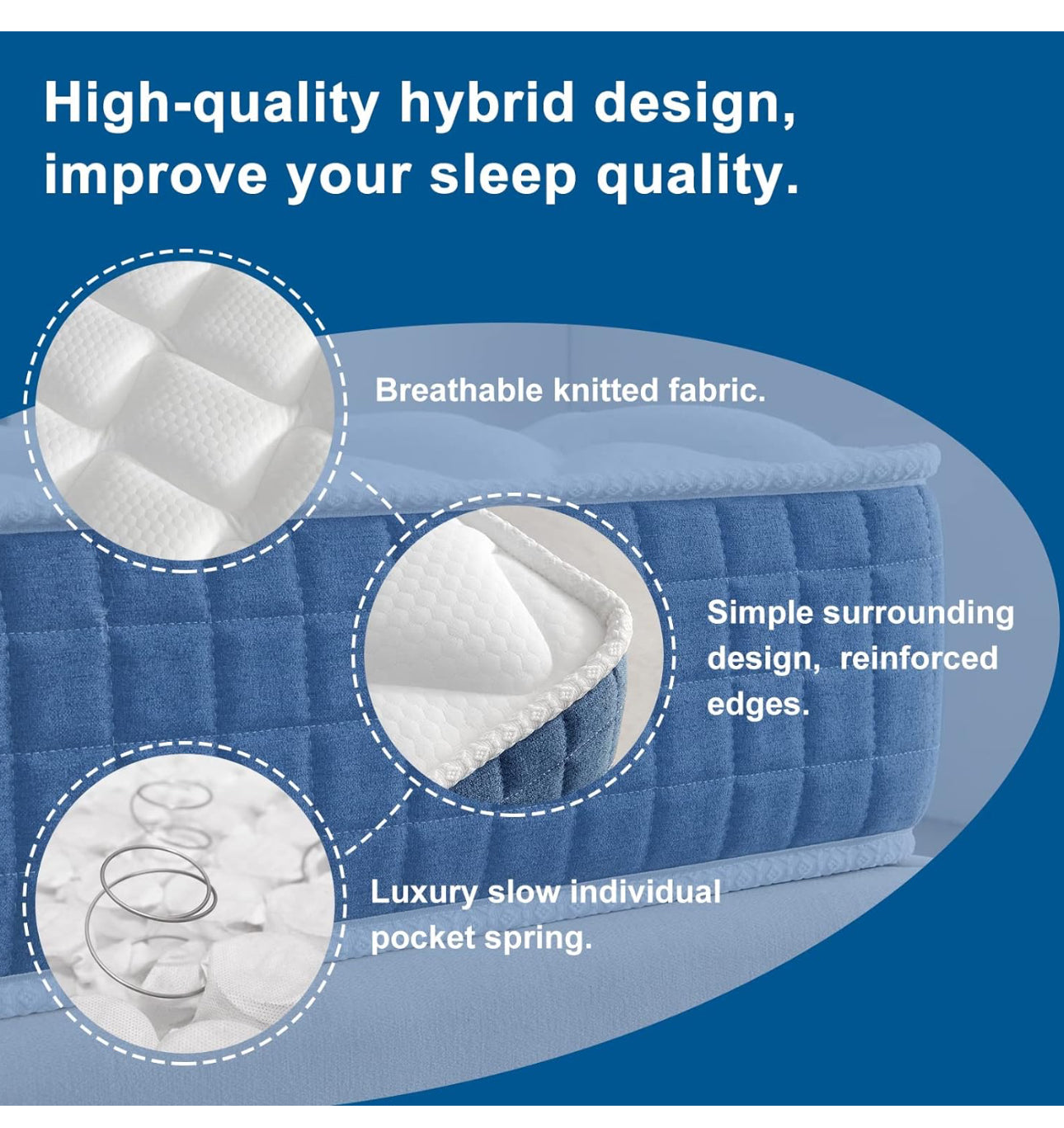 Double Mattress 4FT6 Hybrid Pocket Sprung Memory Foam Mattress.