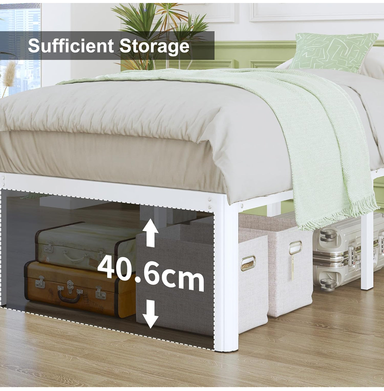 High White King Size Bed Frame 5ft with Rounded Corners