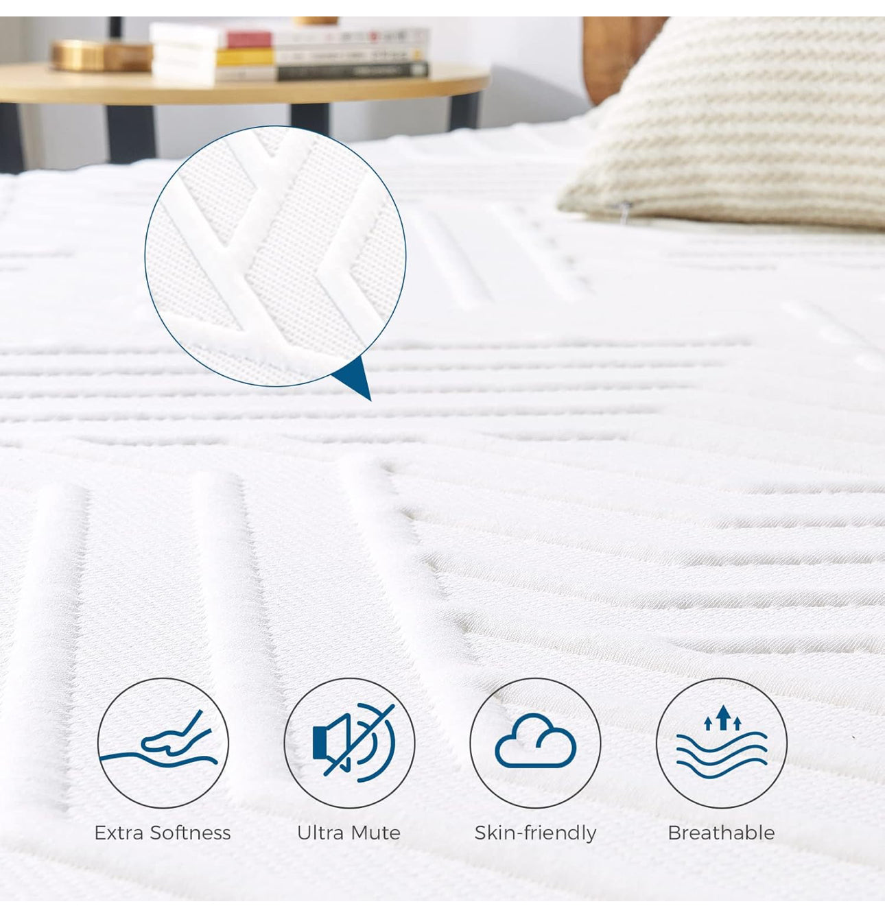 Double Mattress, 18CM Gel Memory Foam Mattresses with Fire Resistant Cover.