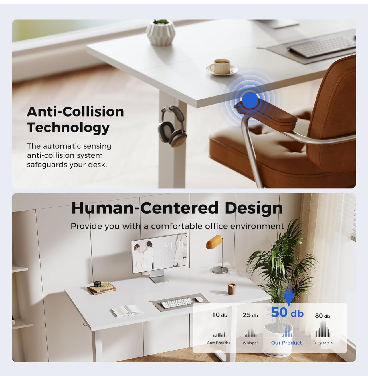 Electric Standing Desk, 120 x 60 cm Height Adjustable