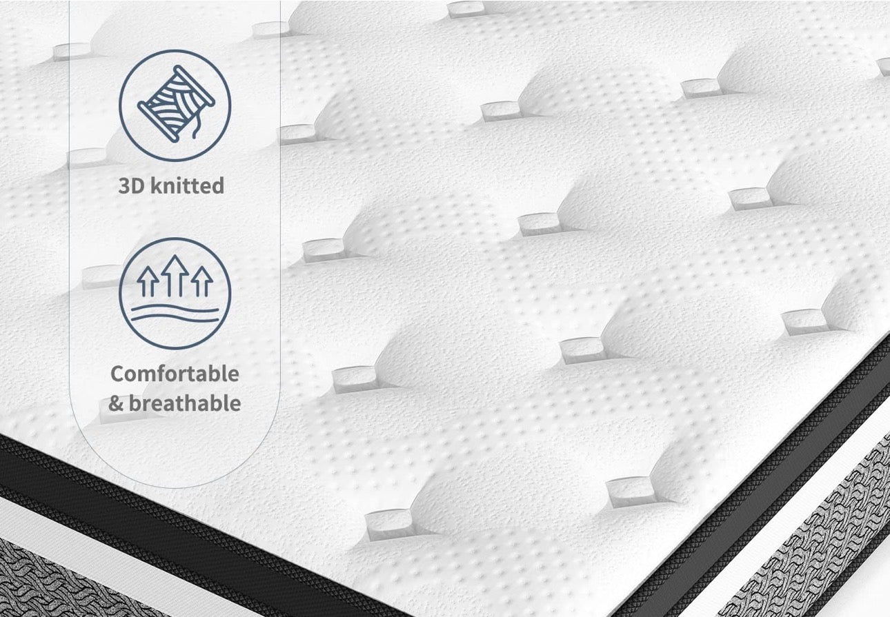 King Mattress, 31cm Hybrid Mattresses King Size 5FT, Memory Foam & Individually Pocket Spring for Pain Relief