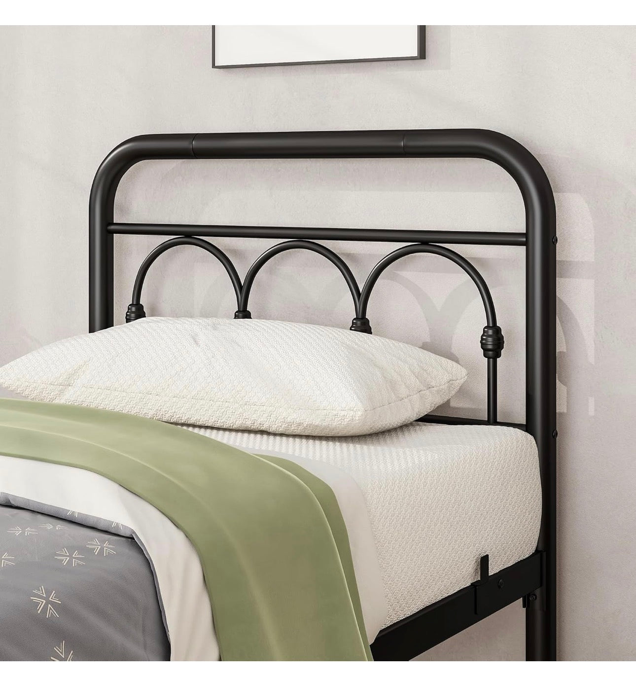 3ft Single Bed Frame with Headboard(90x190cm),Metal Single