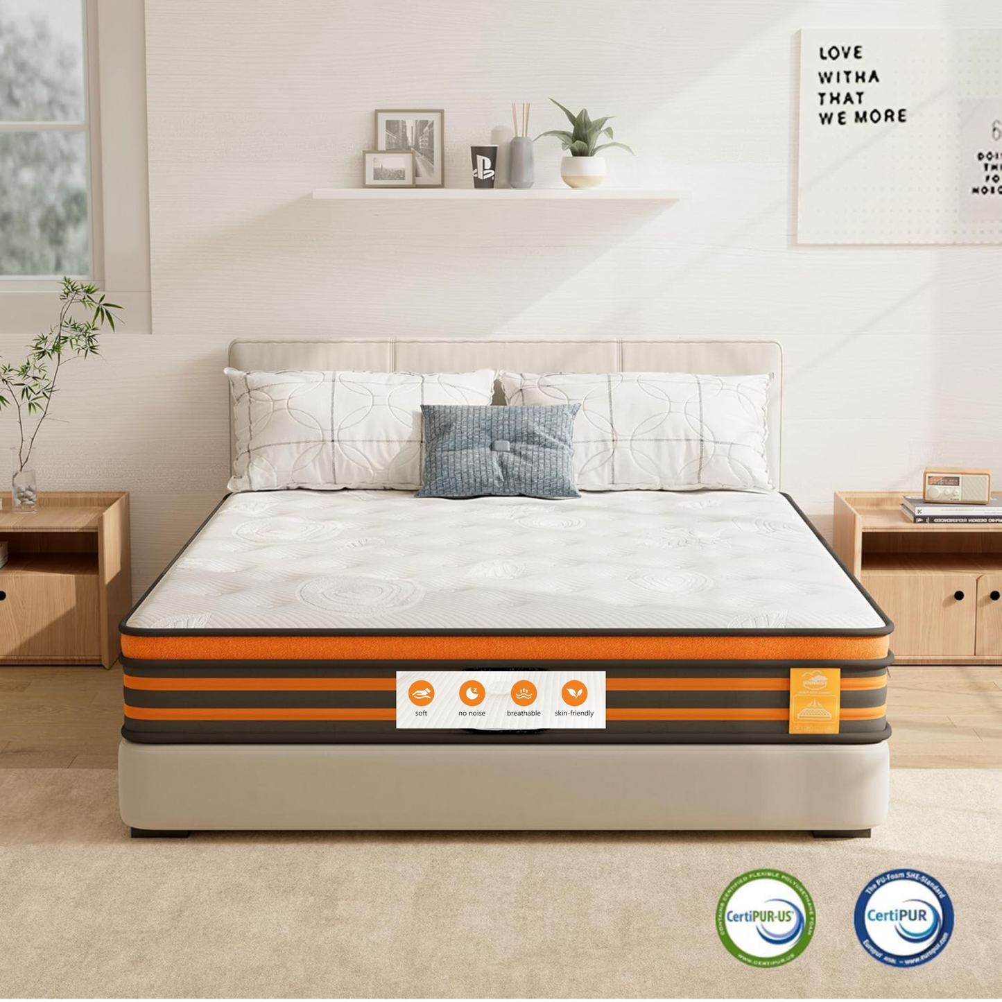 4FT6 Double Mattress, 9-Zone Gel Memory Foam, 10 Inch Pocket Sprung Hybrid Orthopedic
