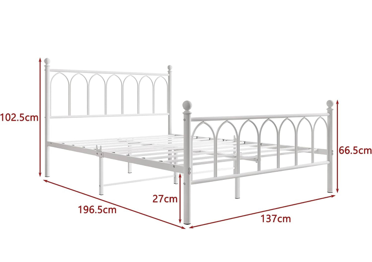 Double Metal Bed Frame Modern Style with Headboard