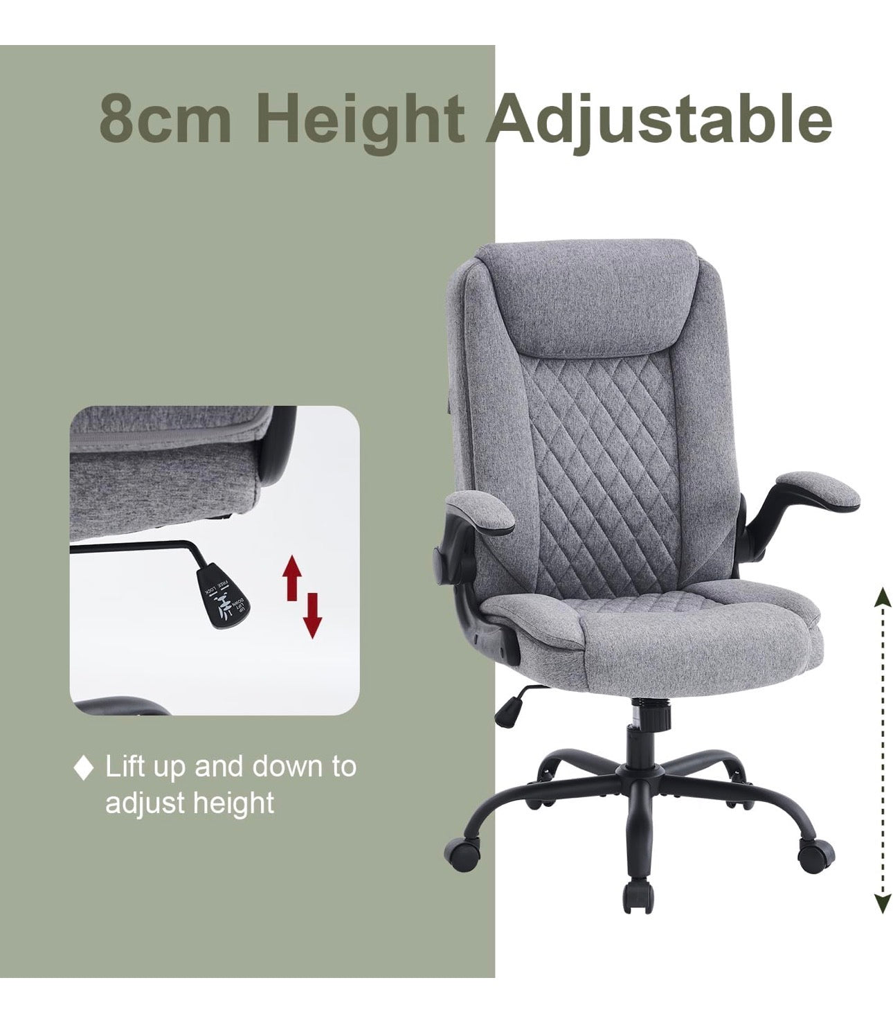 Ergonomic Office Chair Computer Chair Executive Office Chair with Flip Up Armrest High Back