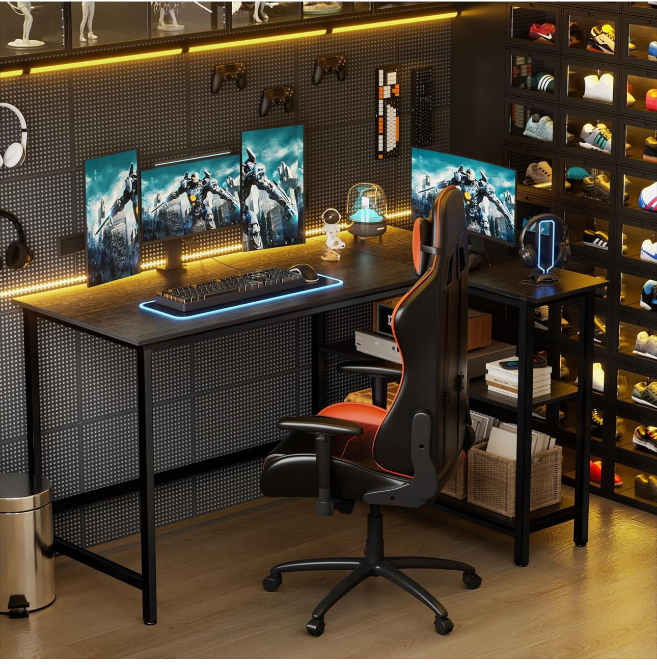 L Shaped Desk, 110x80cm Gaming Computer Desk