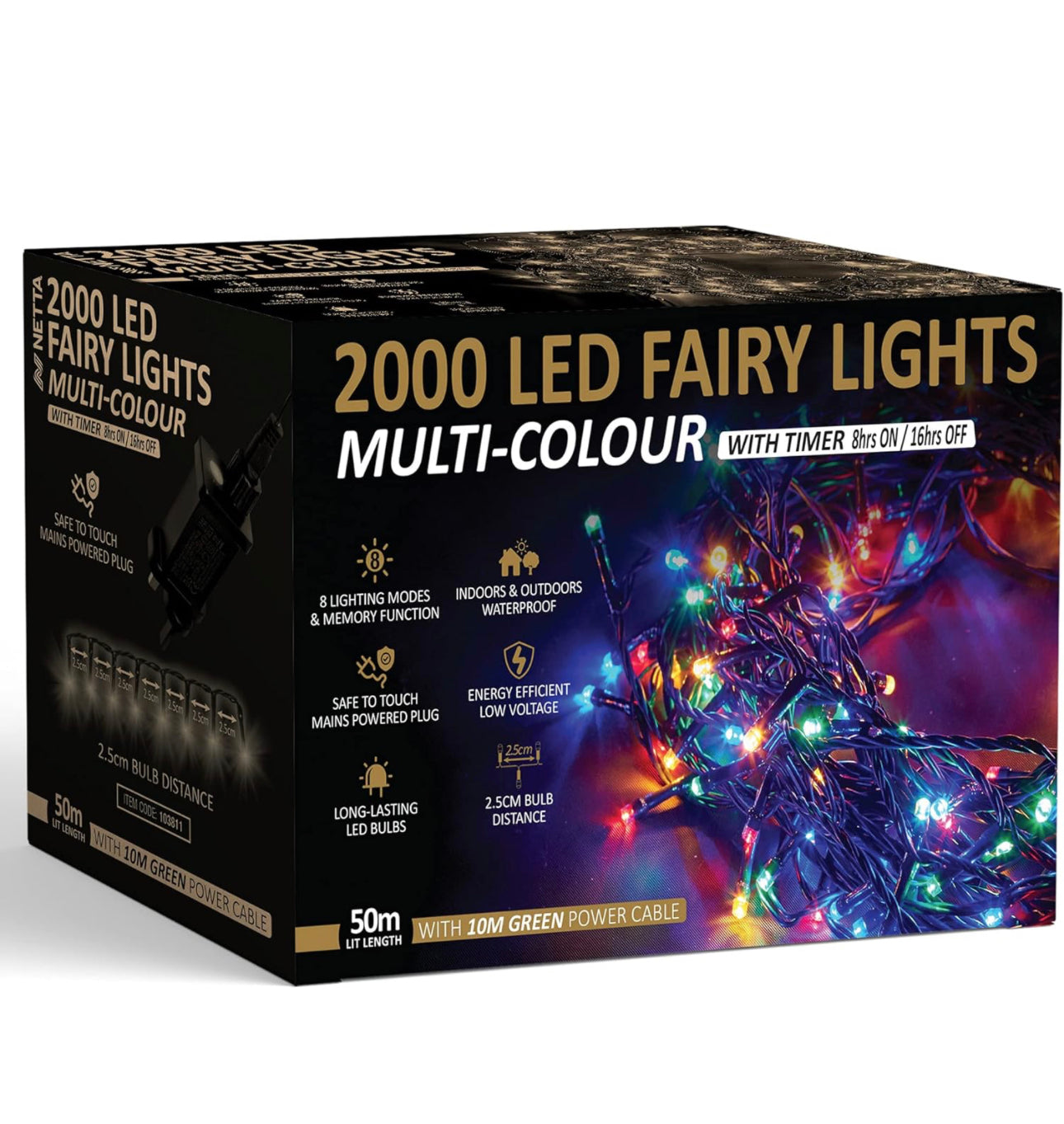 Christmas Tree Lights 2000 LED 50m Multi-Colour