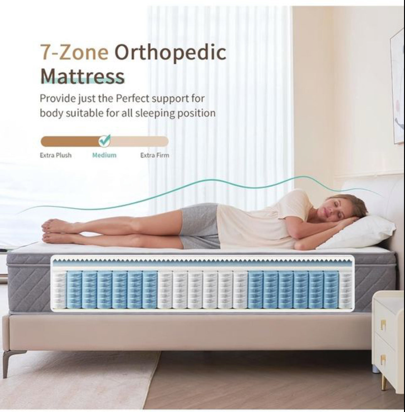 Double Mattress,8.6 Inch Double Bed Mattress with Breathable Foam Soft Fabric and Individually Pocket Spring