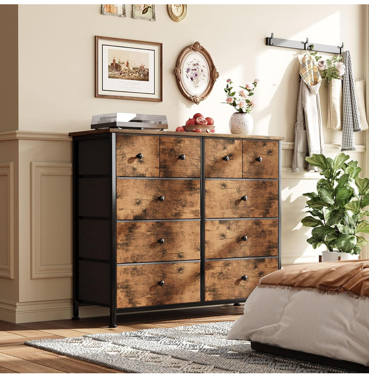 Chest of Drawers, Fabric Dresser for Bedroom with 10 Drawers