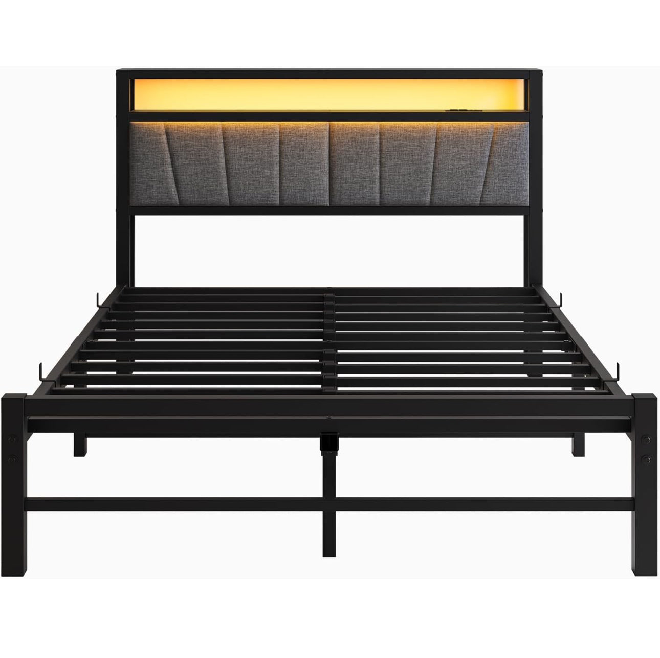 King Size Bed Frame with Storage and LED Lights