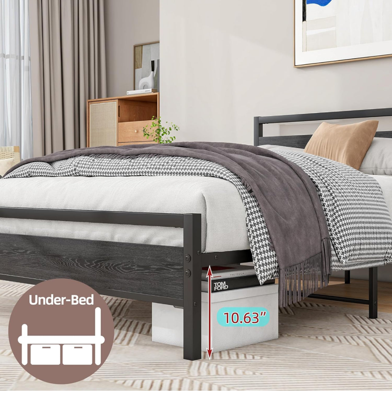Double Bed Frames with Wooden Headboard