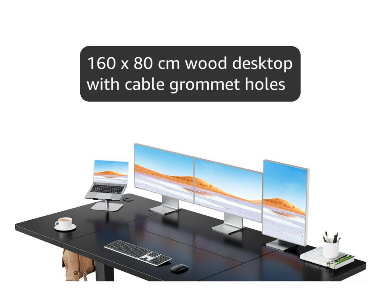 Electric Standing Desk with Advanced Brushless Motor, 160 x 80 cm Height Adjustable Desk