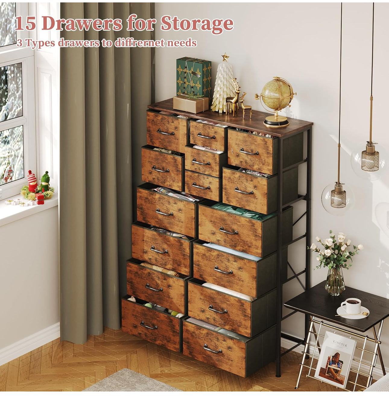 Chest of Drawers,Dresser for Bedroom with 15 Drawers