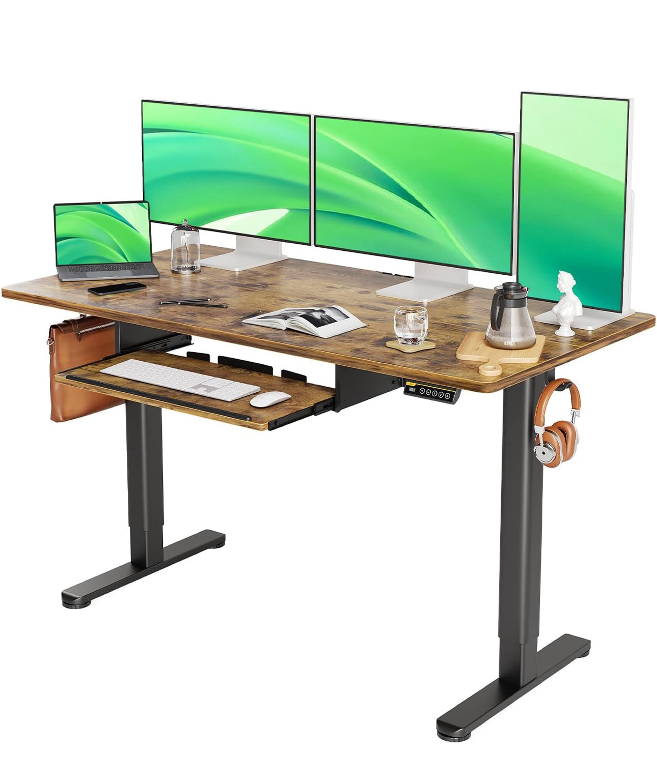 Electric Standing Desk with Keyboard Tray 140x60cm
