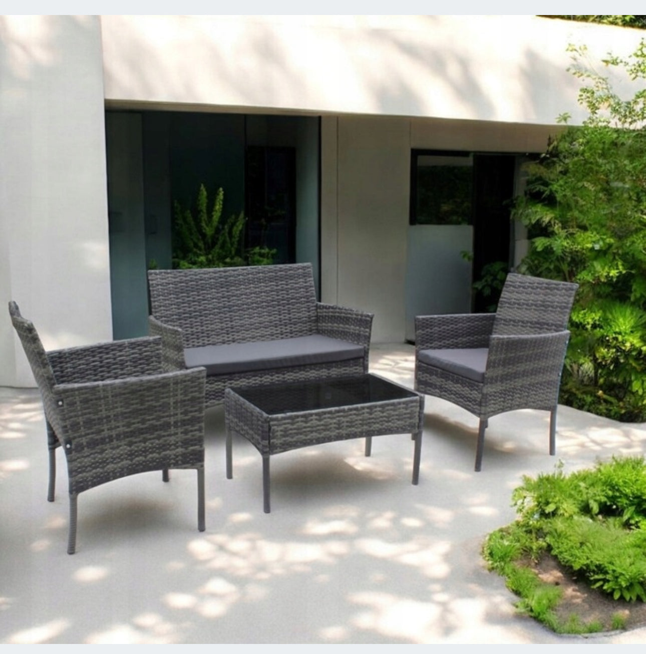 GARDEN FURNITURE SET TECHNO RATTAN GRAY
