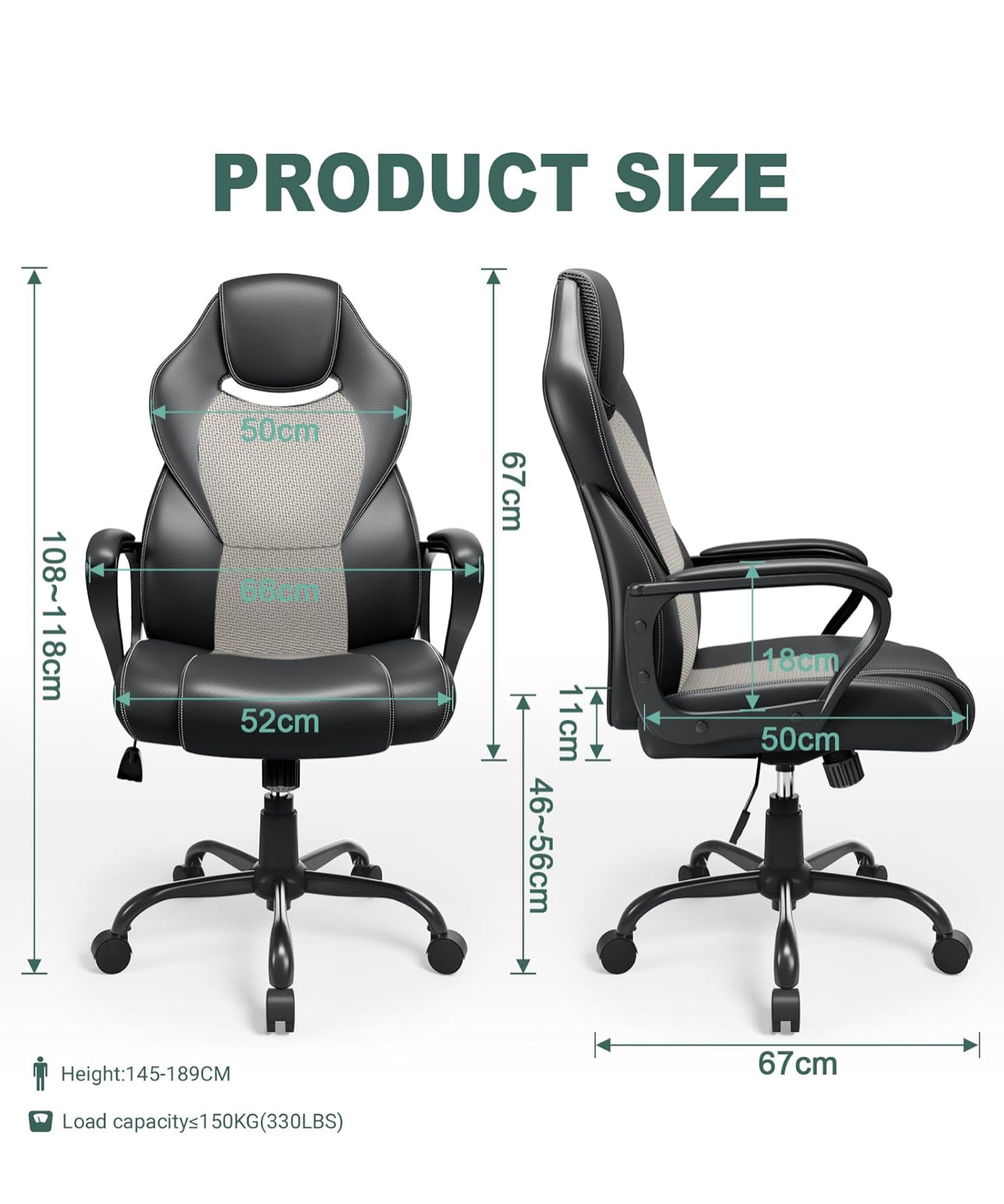 Office Chair Racing Grey
