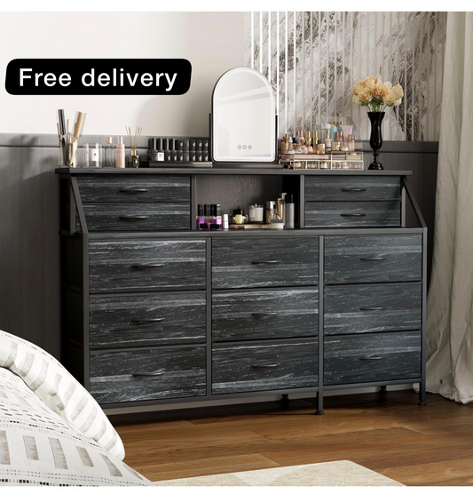 Dresser for Bedroom with 13 Drawers, 55 inch Wide Chest of Drawers