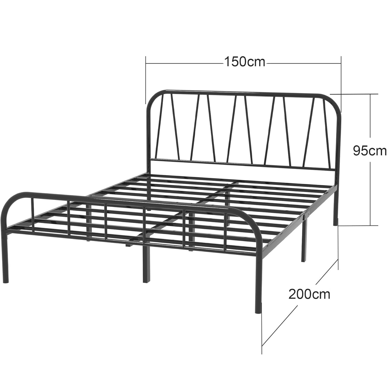 King Bed Frame, Solid Metal Bed Frame, Modern