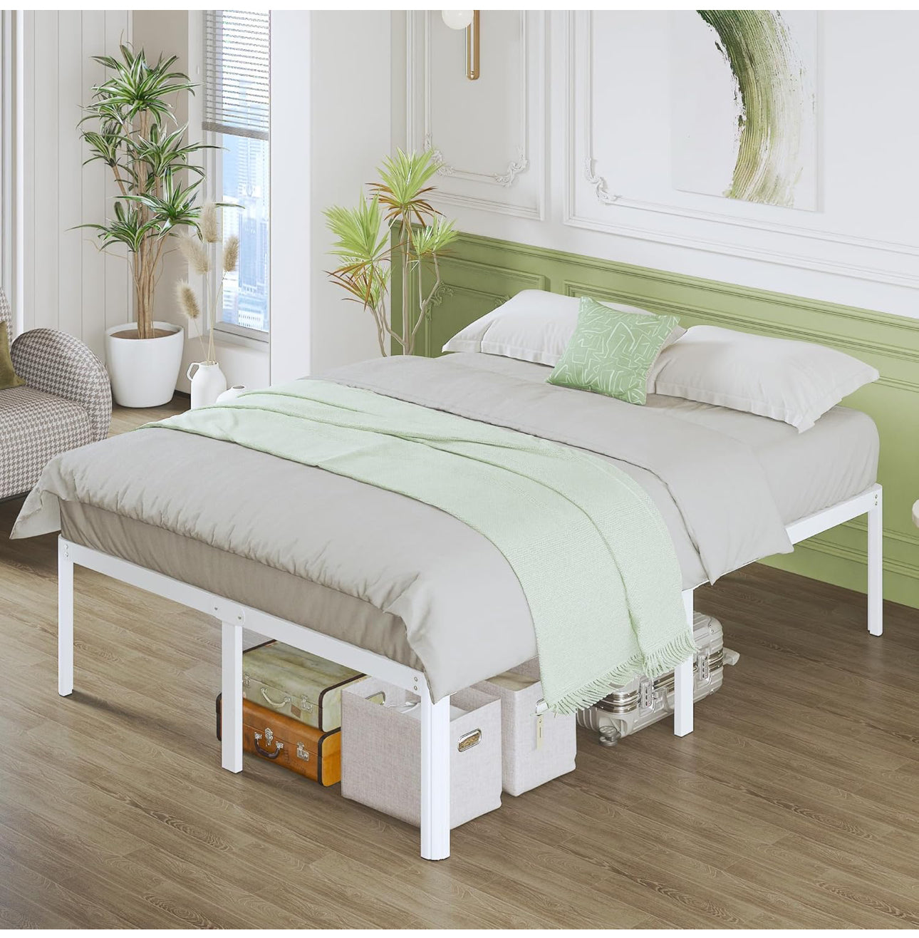 High White King Size Bed Frame 5ft with Rounded Corners