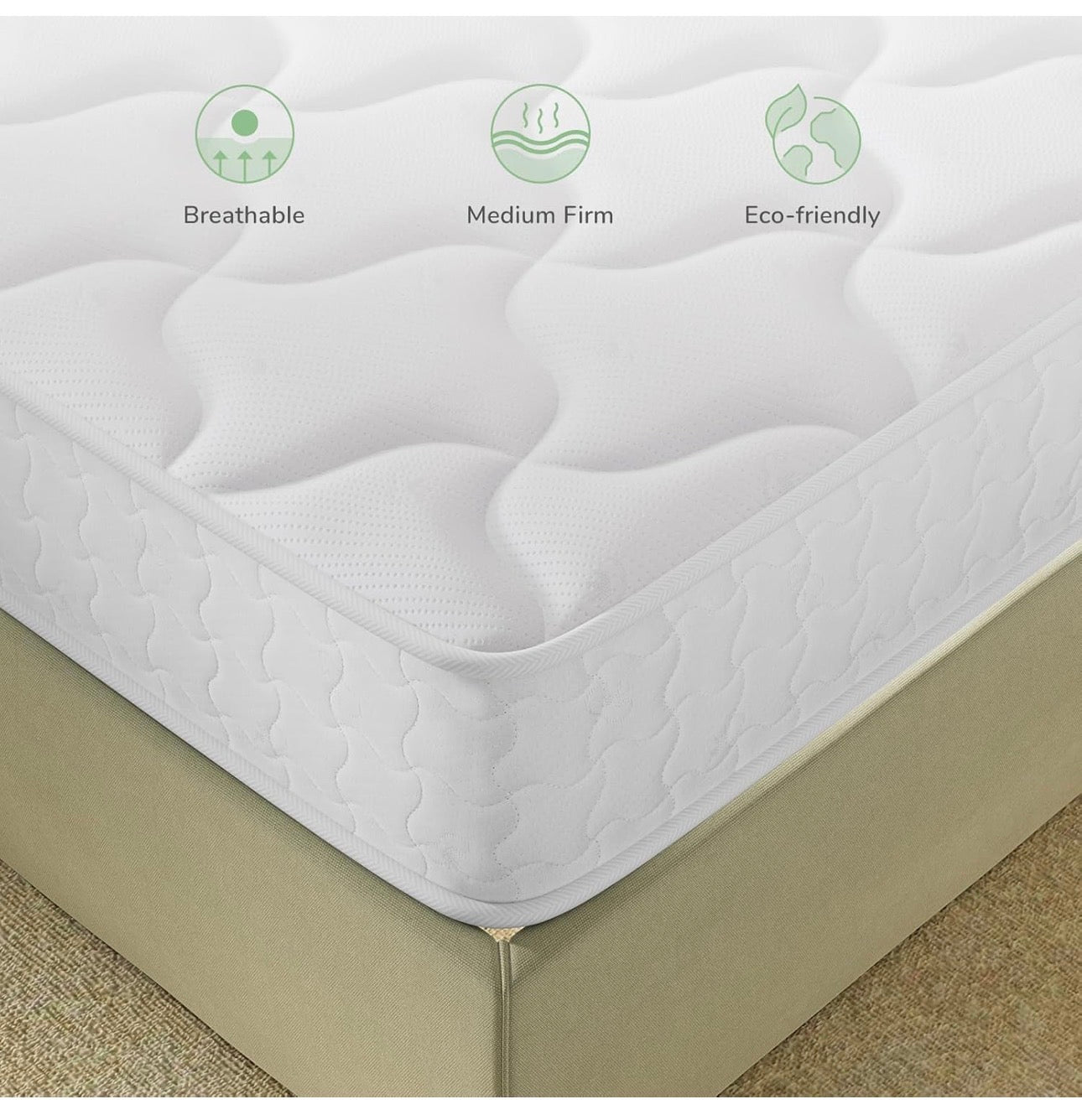 King Size Mattresses, 8 Inch Pocket Sprung Mattresses with Breathable CertiPUR-US Foam and Skin-friendly OEKO-TEX Fabric, Medium Firm 5FT Mattress 150x200x20cm
