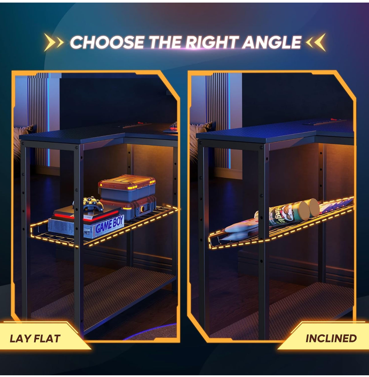 106.5CM L-Shaped Gaming Desk with RGB LED Lights