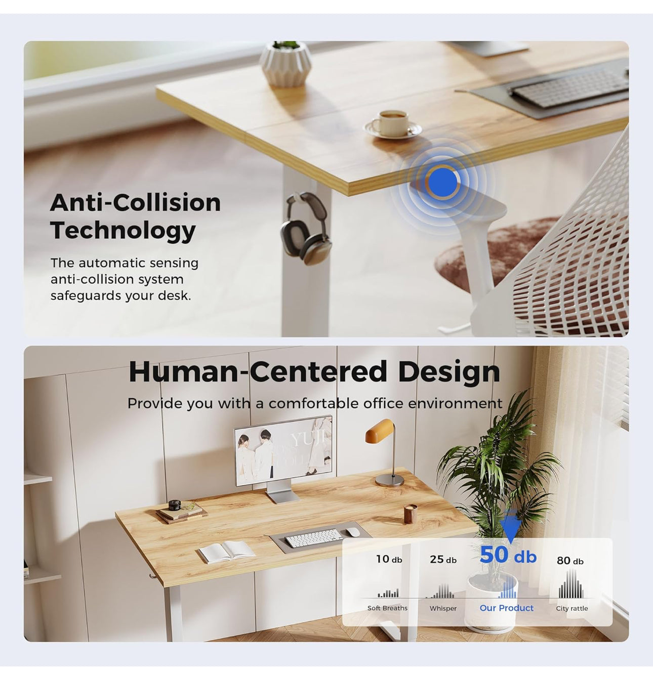 Electric Standing Desk, 100 x 60 cm Height Adjustable Sit Stand Desk