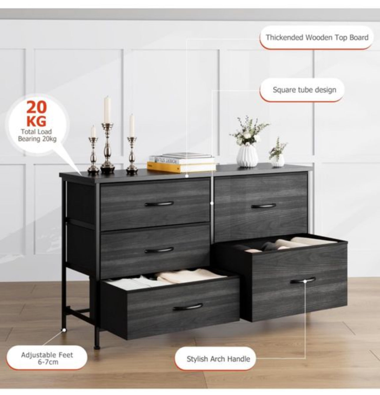 Dresser for Bedroom with 5 Drawers