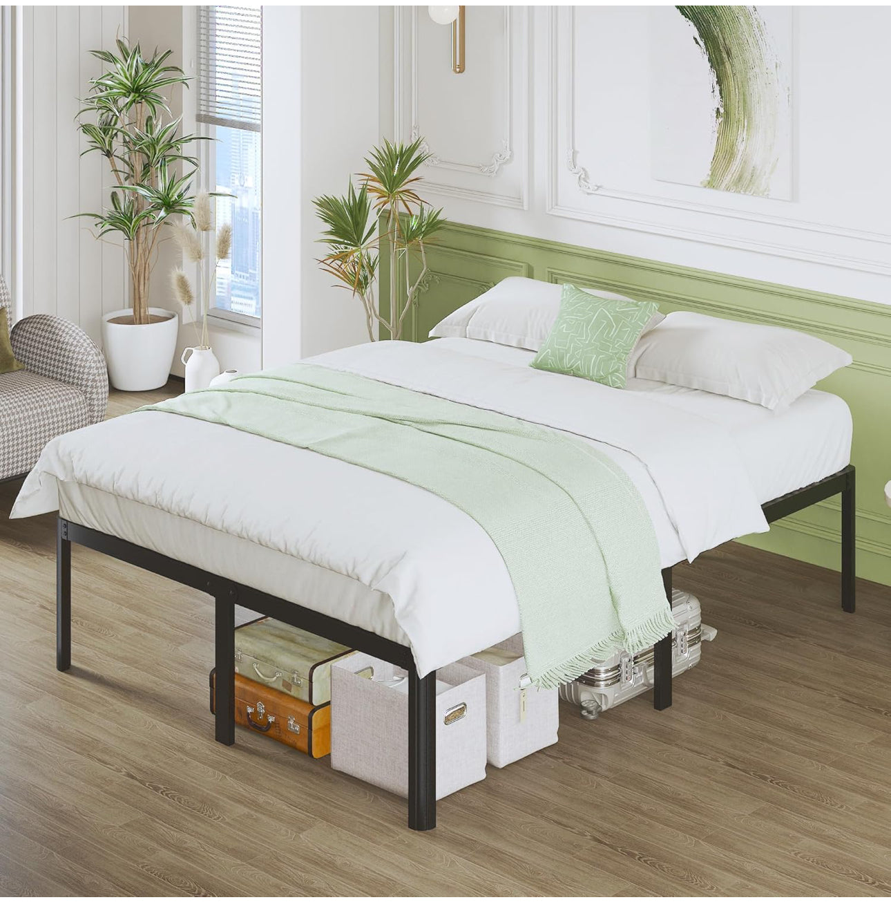 High Double Bed Frame 4ft6 with Rounded Corner Legs