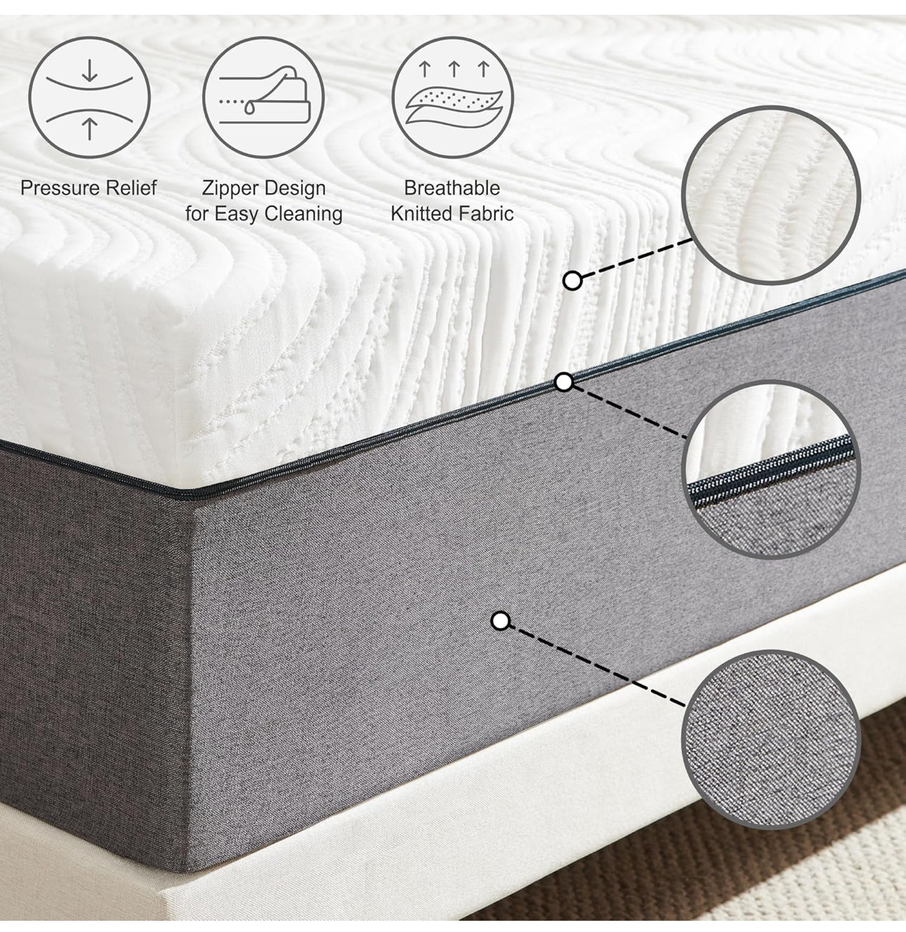 Mattresses, 20cm Double Mattresses with Memory Foam and Anti-mite