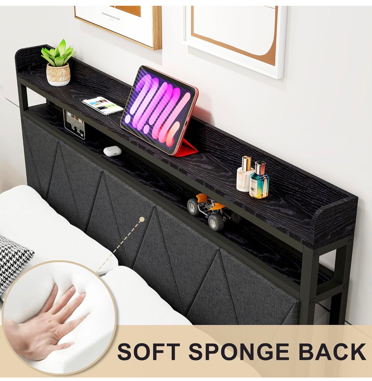 4ft6 Double Size Bed Frame with LED Lighta
