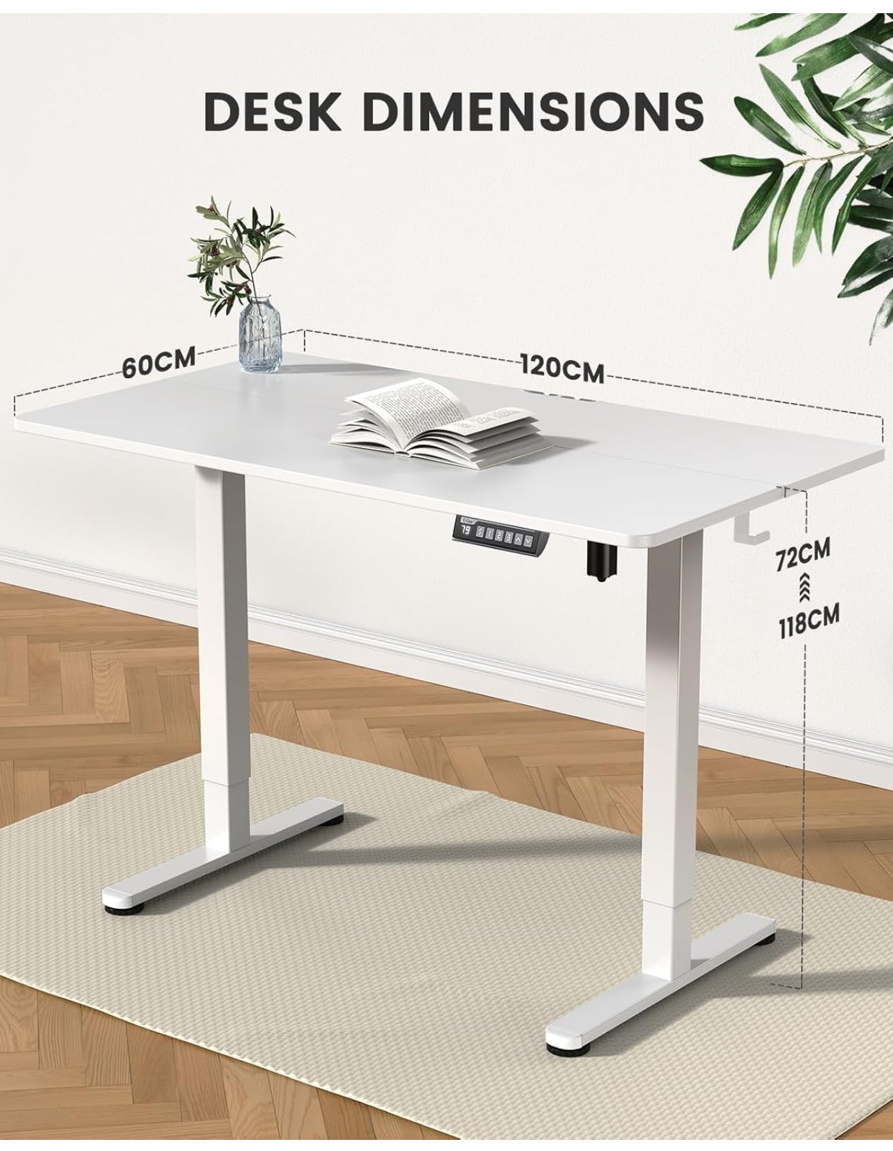 Electric Standing Desk Height Adjustable 120 x 60cm