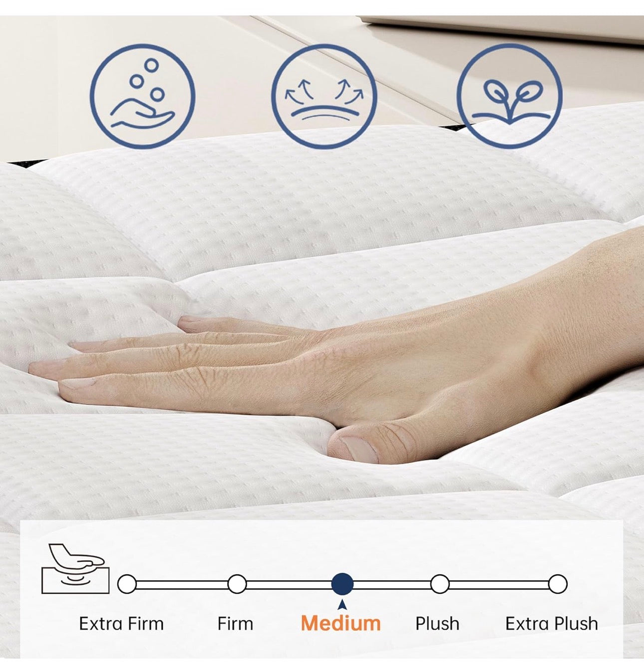 4FT6 Double Mattress, 25cm Pocket Sprung & Memory Foam Hybrid Bed
Medium Firm Hybrid Mattress with 2.0mm Pocket Springs & Cooling Knitted, Orthopaedic Support & Motion Isolation 135*190*25CM