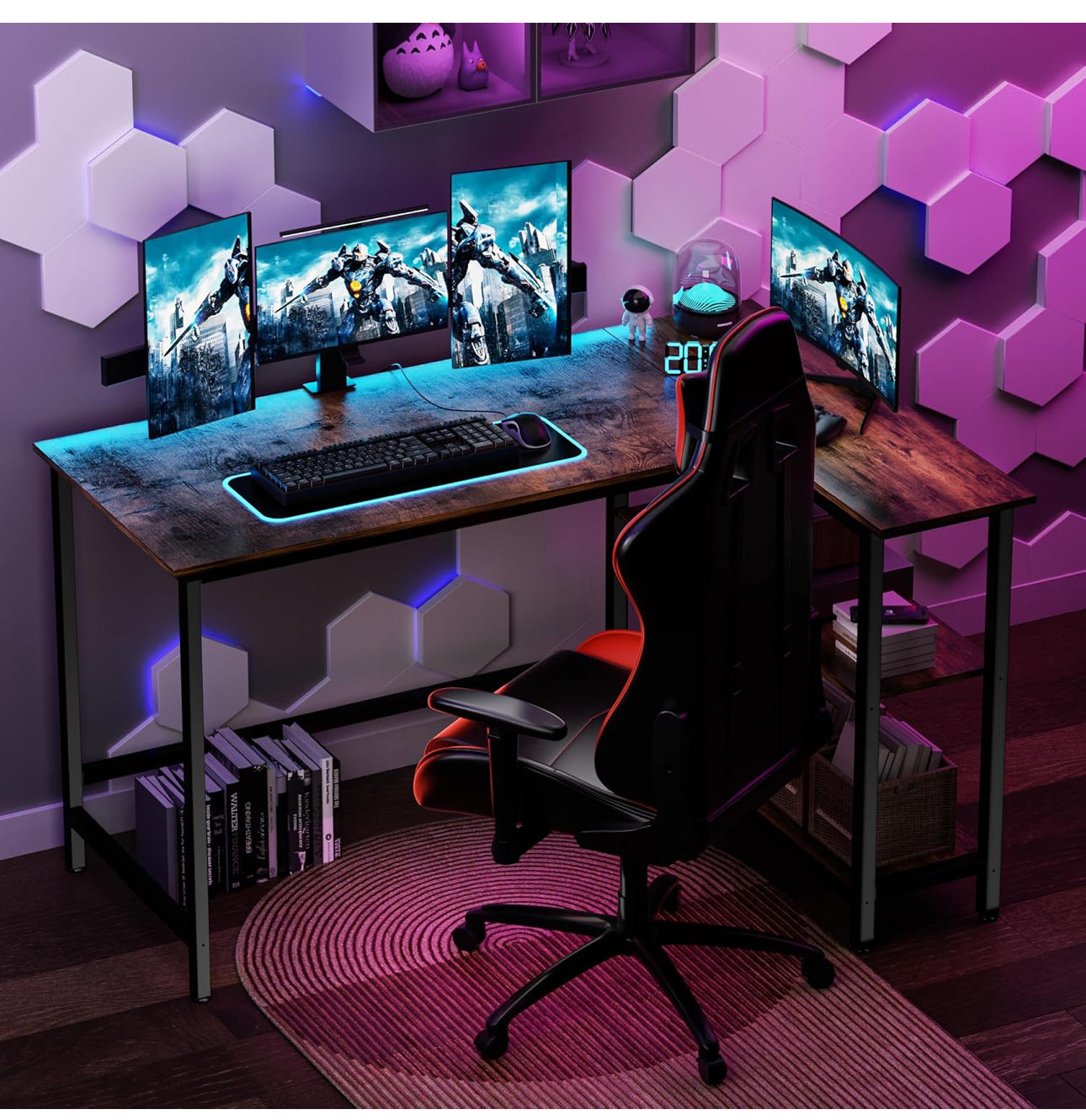 L Shaped Desk, 100x72cm Gaming Computer Desk