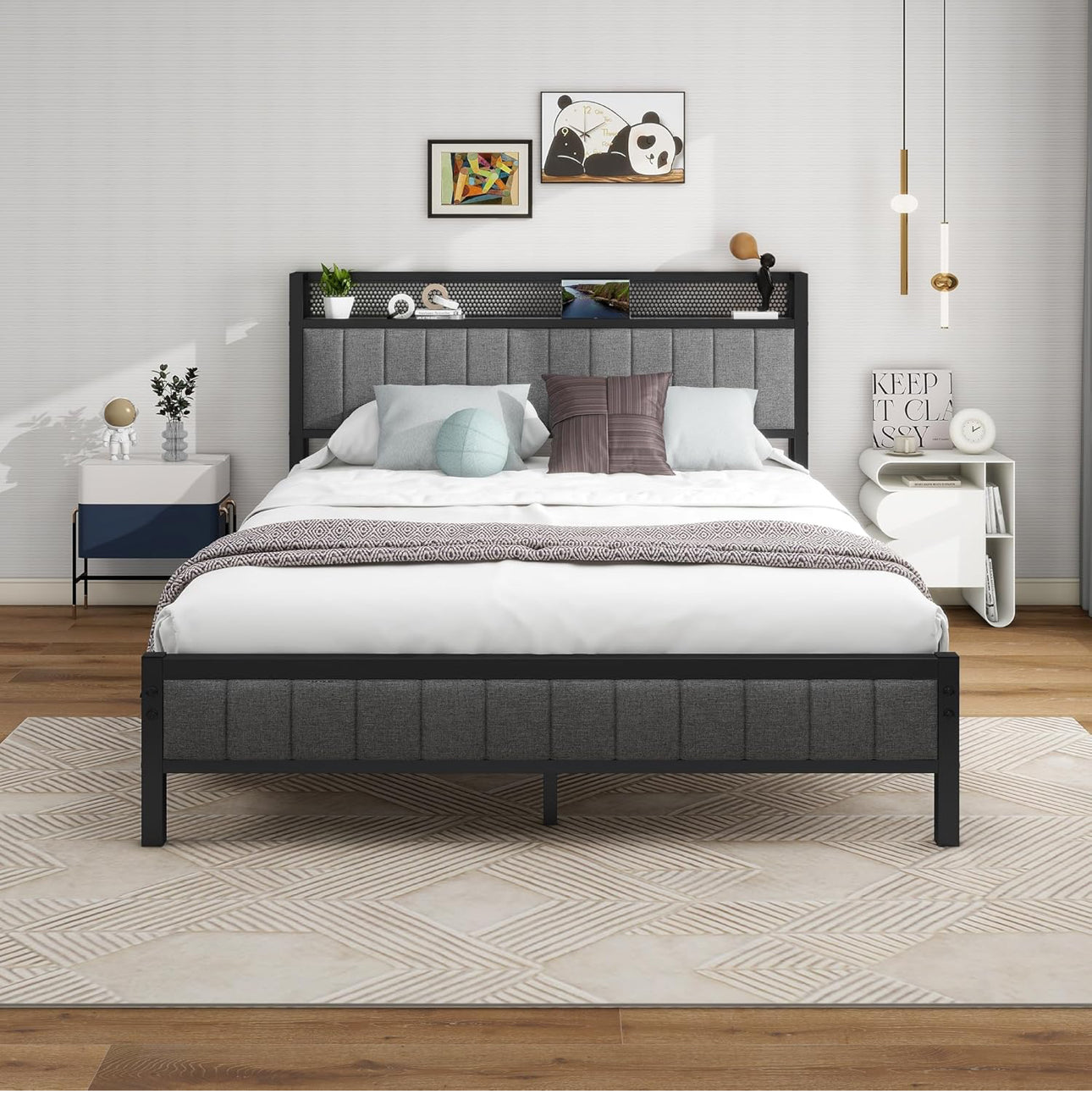 King Size Bed Frame With Storage Headboard