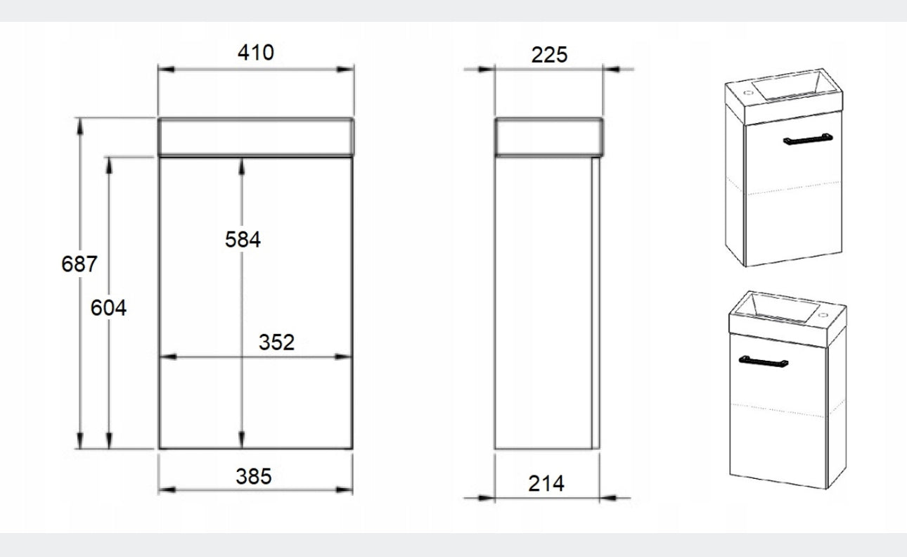 SET cabinet with a wash-basin 40x22 cm