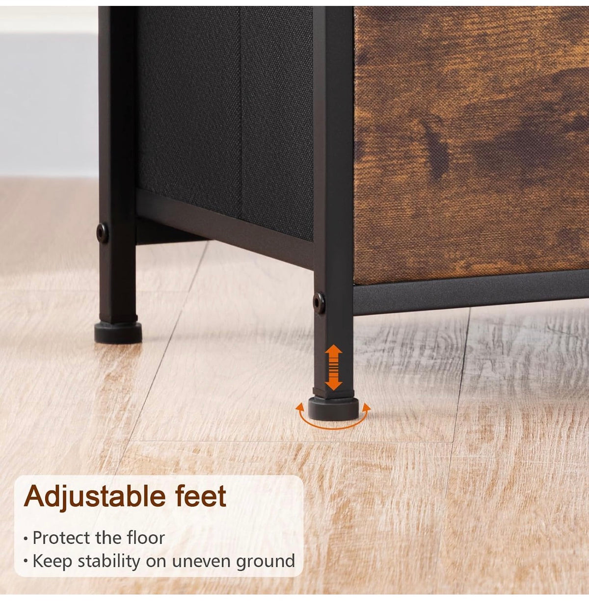 Bedside Tables Set of 2, Side Table with Charging Station
Bed Side Tables with LED Light, Nightstand with 2 Fabric Drawers and Open Storage Shelf, Bedside Cabinets for Bedroom, Brown