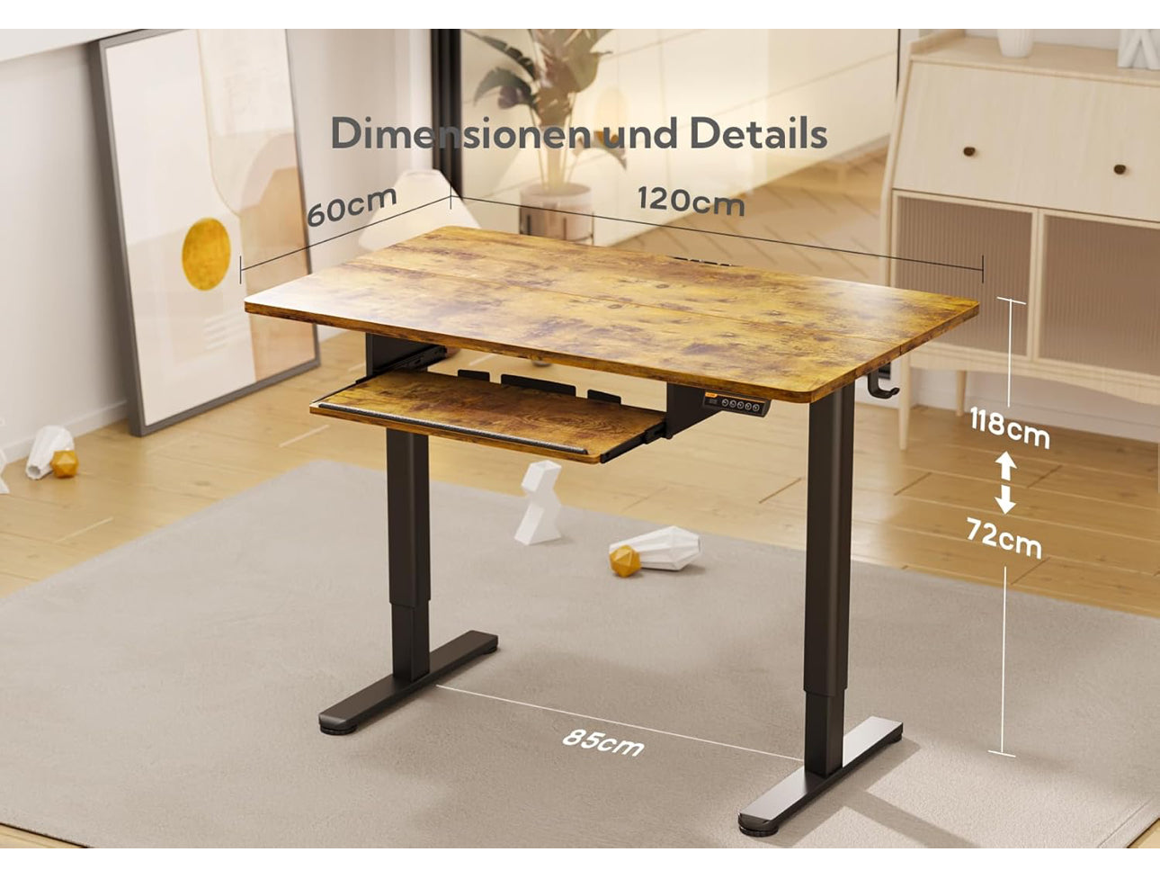Height Adjustable Desk with Keyboard