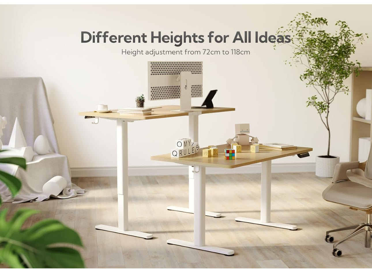 Electric Standing Desk, Adjustable Height Stand