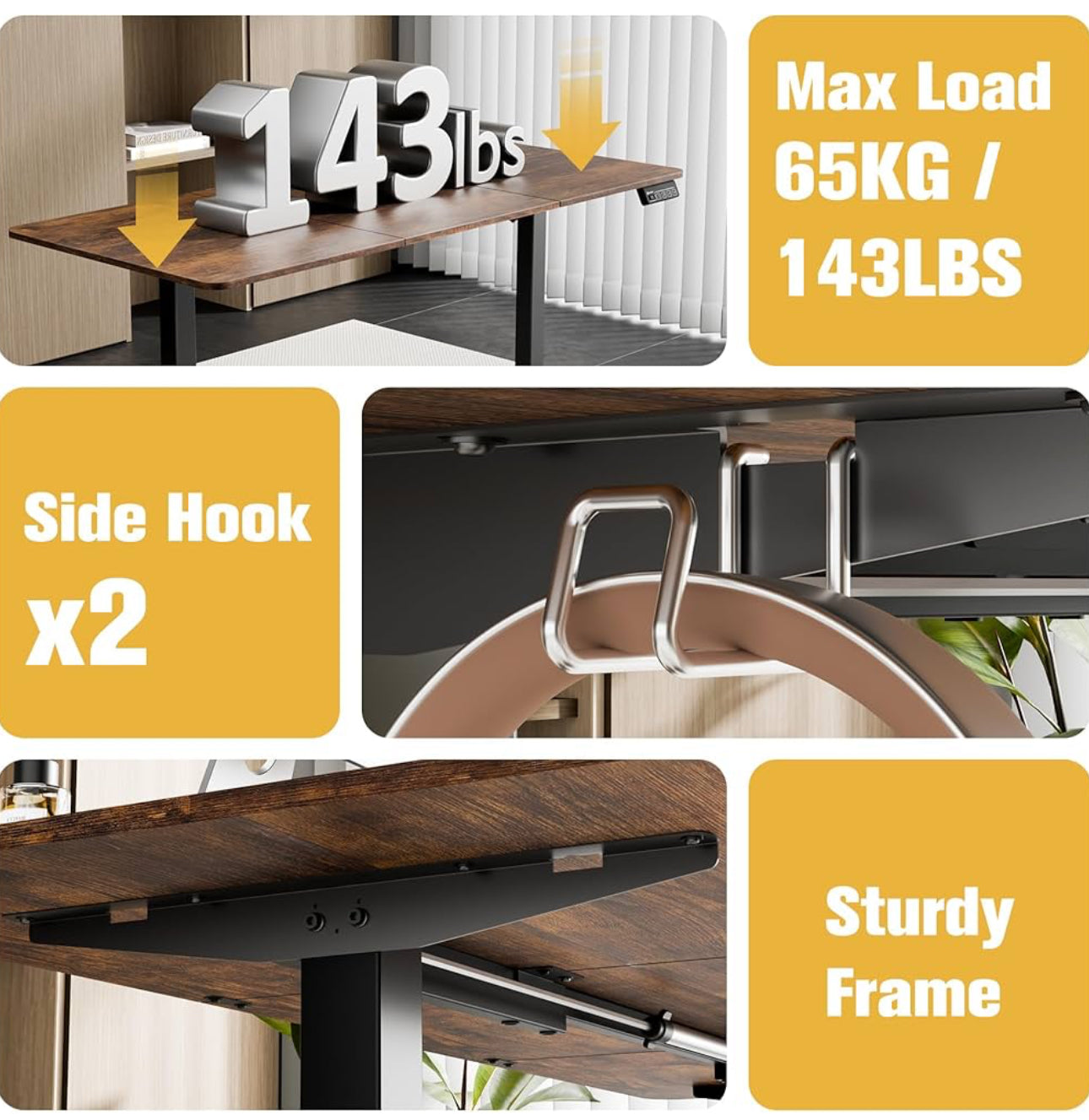 Electric Standing Desk 160x70cm, Height Adjustable Standing Desk