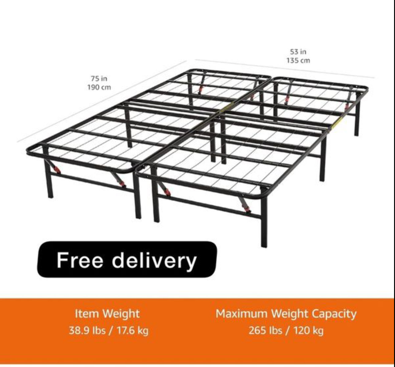 Foldable Platform Double Bed Frame