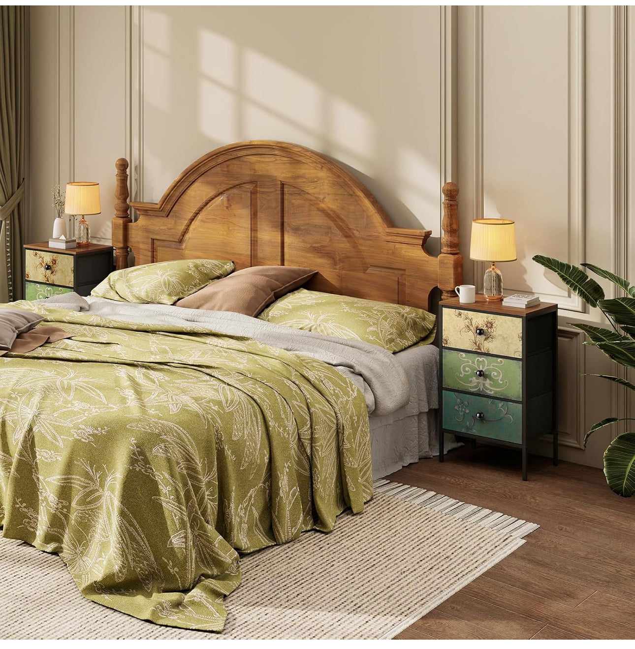 Bedside Tables Set of 2,Nightstand with 3 Drawers